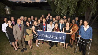 The members of the 2019-20 Yale Alumni Association Board of Governors gather during their September 2019 meeting.