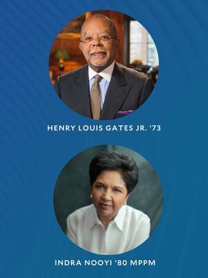 YDOS 2024 Honorary Co-Chairs Henry Louis Gates Jr. ’73, and Indra Nooyi ’80 MPPM